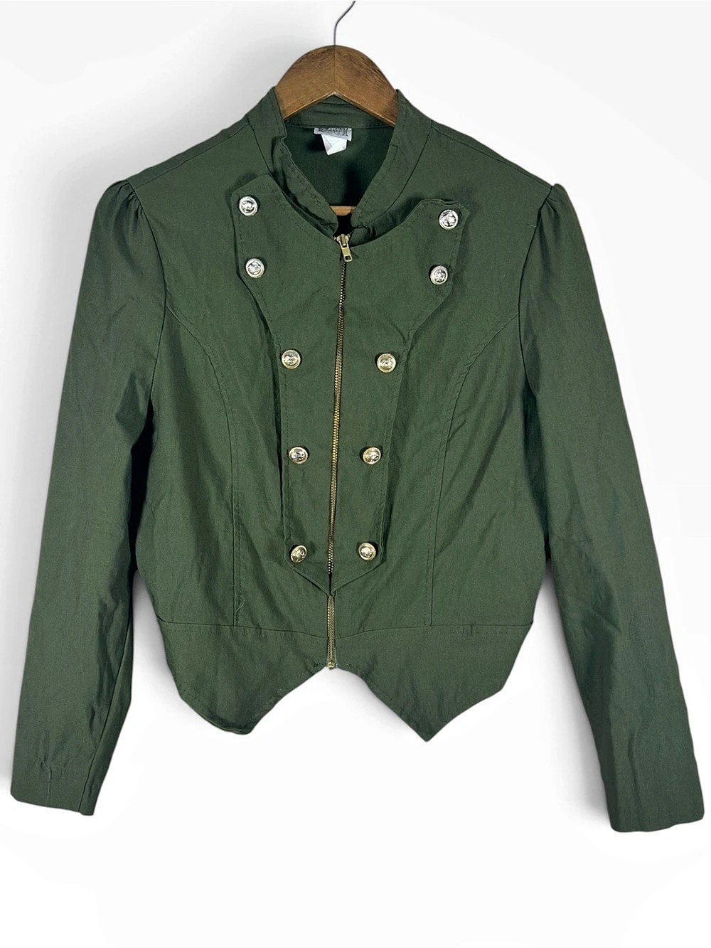Vintage Y2K Vamp Womens Military Marching Band Jacket Green Large Steampunk